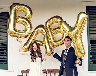 BABY Giant Balloons Gold 40" Letter - Big Gold Balloons- Baby Balloon Letters- 40 inch Balloon Letter