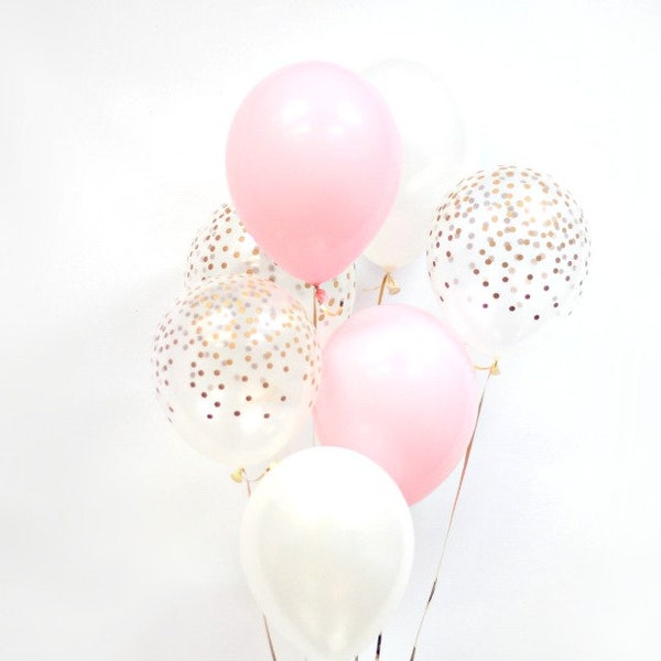 Pink and Gold Confetti Balloon Gold Confetti Print Balloons Pink and Gold Balloon Bouquet Princess Party Bridal Bachelorette