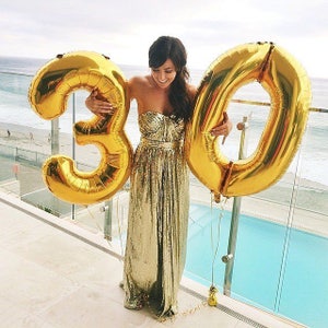 Giant gold Number 30 Balloons 40" Gold 30 Balloons 30th Birthday Balloons JUMBO Gold Balloon Number 30 Big Gold Balloons