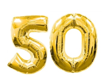 Number 50 GIANT Gold 40" Balloons - 50th Birthday Gold Balloons