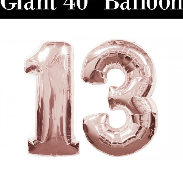 Number 13 GIANT Rose Gold Balloon 40" 13th Birthday ROSE GOLD Balloons