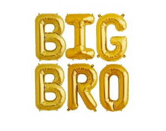 BIG BRO 16" Gold Letter Balloons - Baby Shower Balloon Banner - Baby Shower Balloon Decoartions