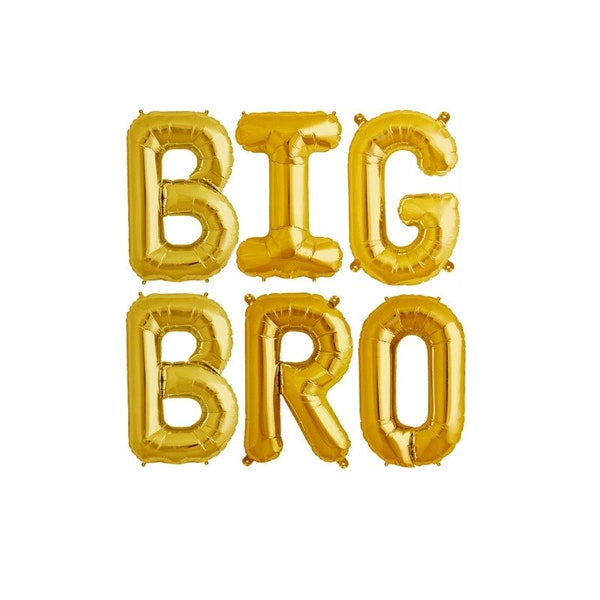 BIG BRO 16" Gold Letter Balloons - Baby Shower Balloon Banner - Baby Shower Balloon Decoartions