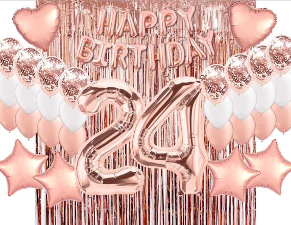 24th Birthday Party Decorations 24th Birthday Supplies Rose Gold