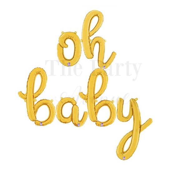 oh baby cursive balloon