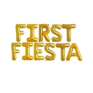 First Fiesta 16" Gold Balloons - First Birthday Balloons - FIESTA Balloons