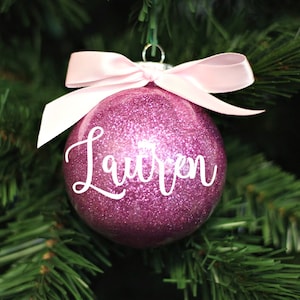 Personalized name ornament - Custom ornament - Pink Christmas decoration