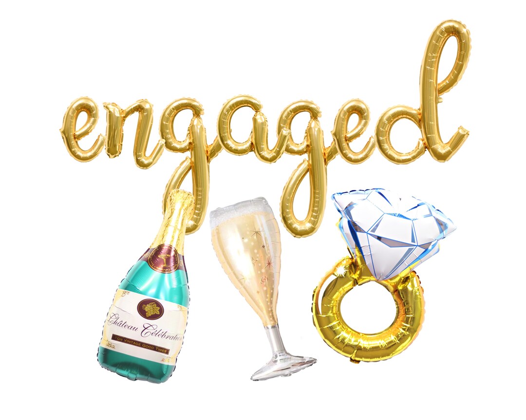 Engaged Balloons CURSIVE 14 Letter Banner Bachelorette Party