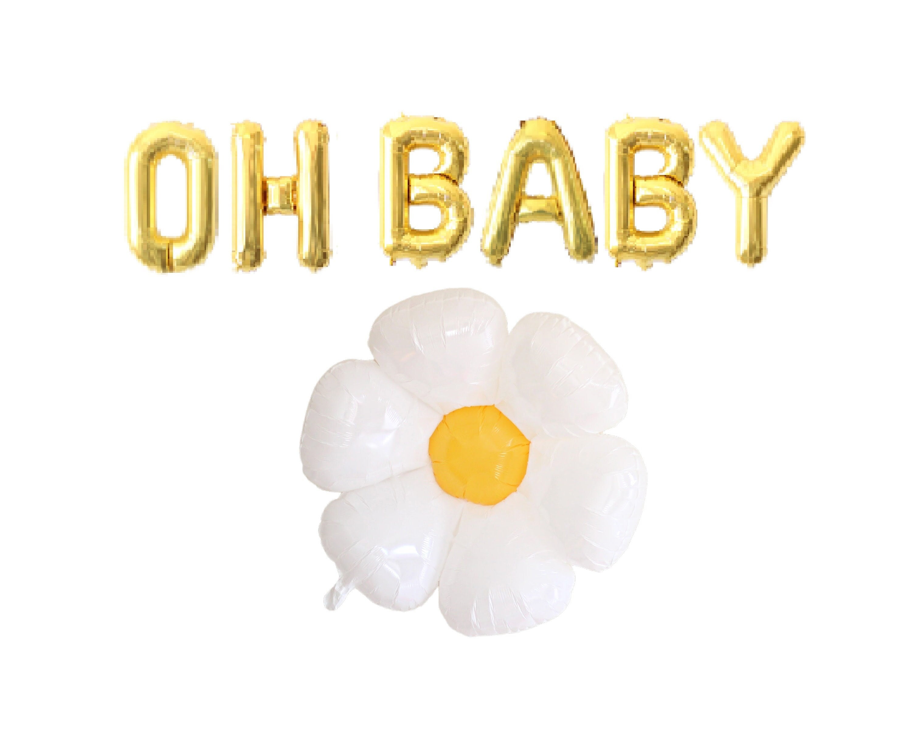 Baby shower DAISY theme party Daisy balloons Oh Baby balloon banner Flower baby shower party decoration
