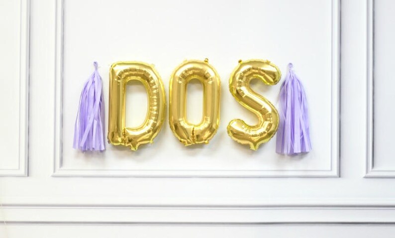 DOS 14 Gold Balloons  Second Birthday Gold Balloons  image 0