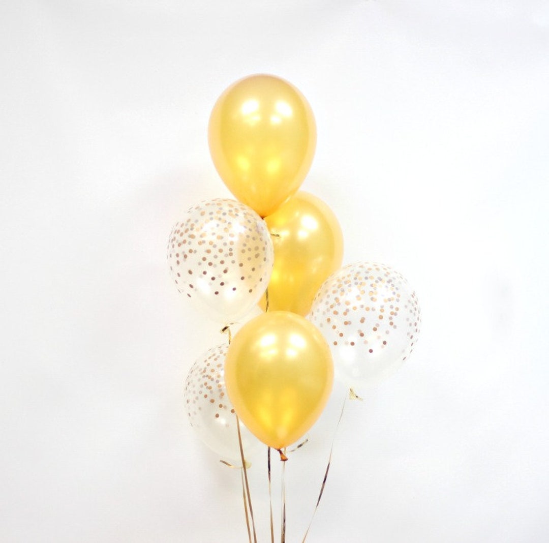Gold Confetti Balloon Bouquet Gold Confetti Print Balloon Etsy