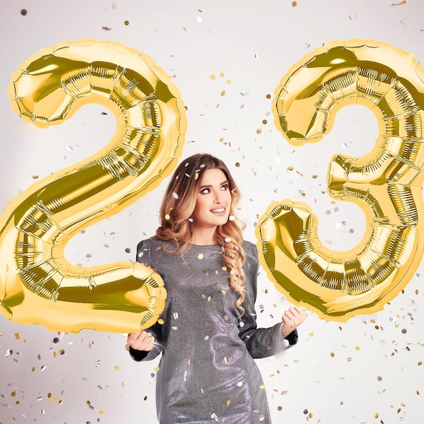 GIANT Number 23 Gold Balloons - 40" Gold 23 Balloons