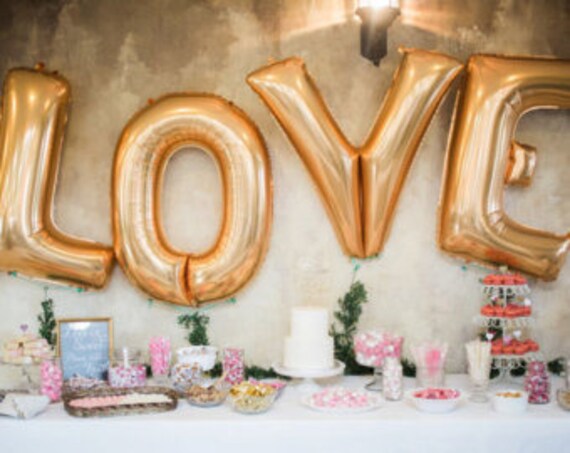 40 Love Balloons Giant Love Balloons Gold Love Etsy