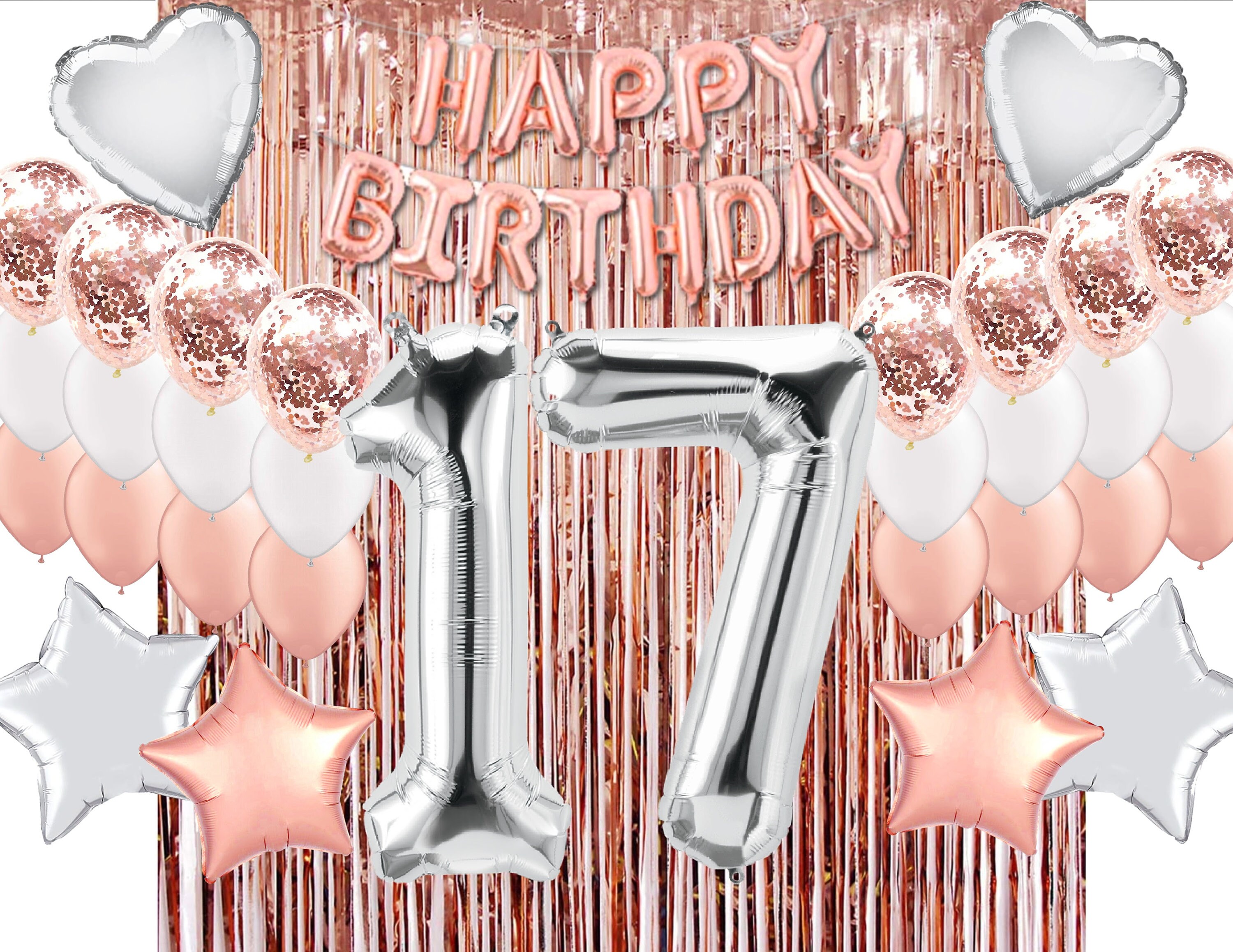 24 Piece 17th Birthday Decorations For Girls, 17 Year Old, 40% OFF