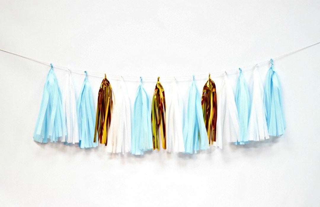 Blue and Gold Tassel Garland Blue and Gold Party Decoration Blue and