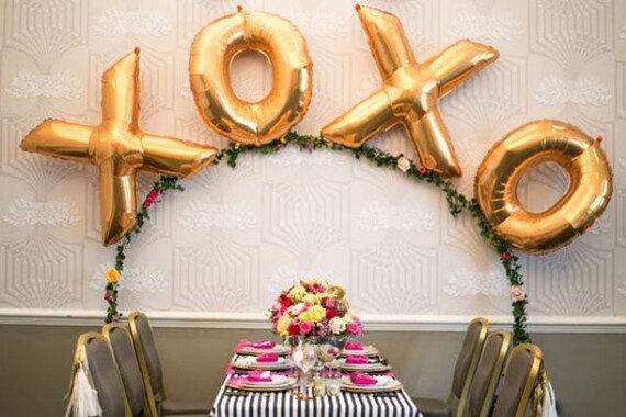 XOXO Gold Balloons Giant Gold Love Balloons Hugs and Kisses Balloons 40 Gold Balloons Etsy