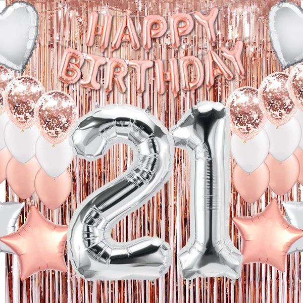 21st birthday decorations 21 Party Supplies backdrop and Rose Gold and silver Party Decorations Banner Finally Legal 21 Props or Photos