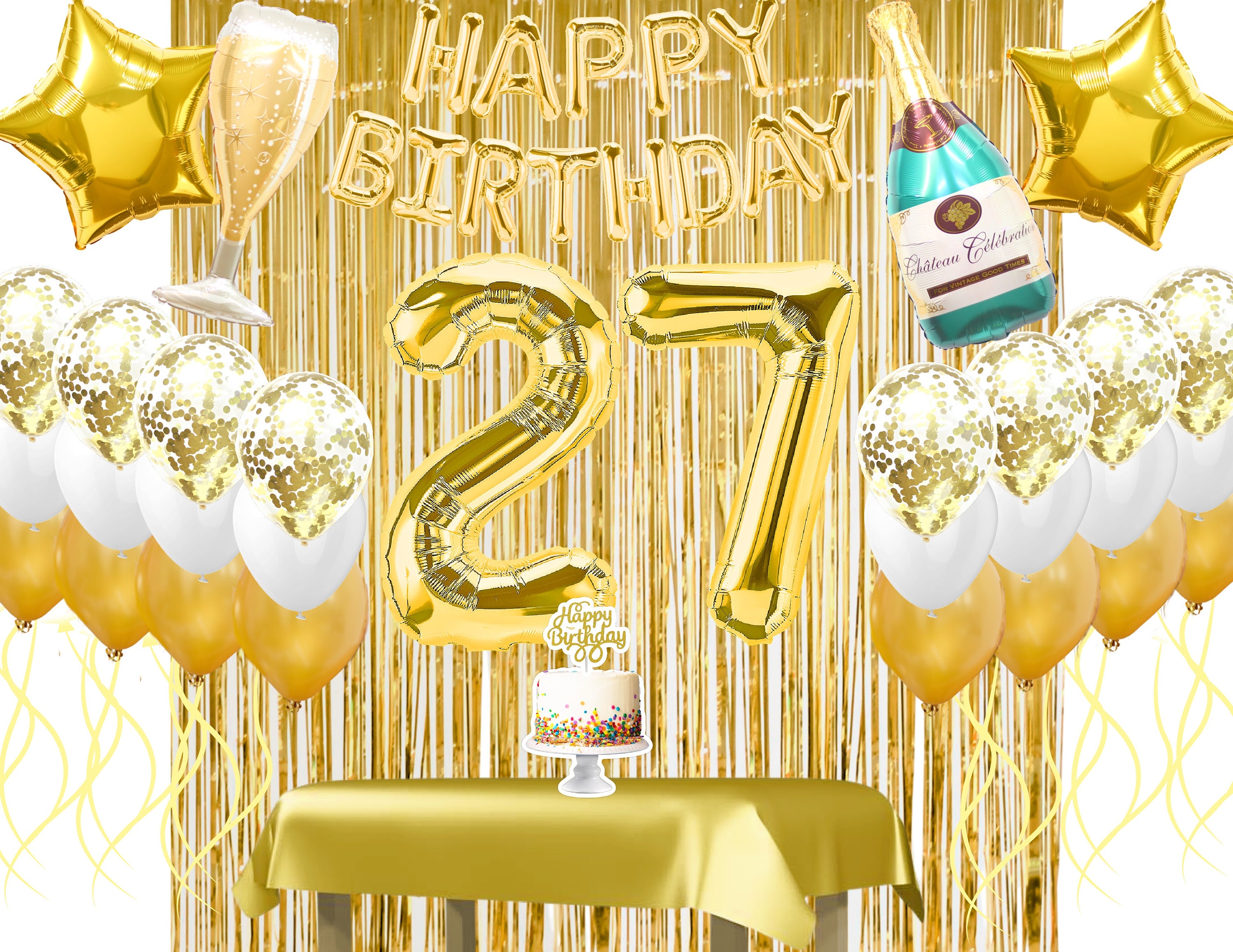 Globos gigante decorado feliz cumpleaños dorado