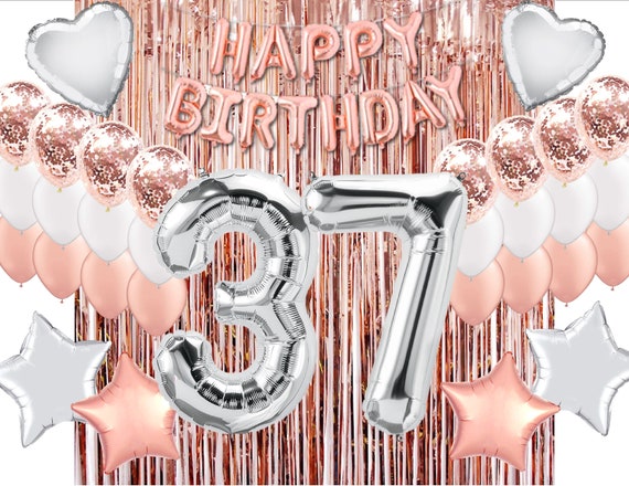 37 decoraciones para fiesta de cumpleaños 37 ideas para fiesta de  cumpleaños telón de fondo 37 suministros para fiestas telón de fondo de oro  rosa