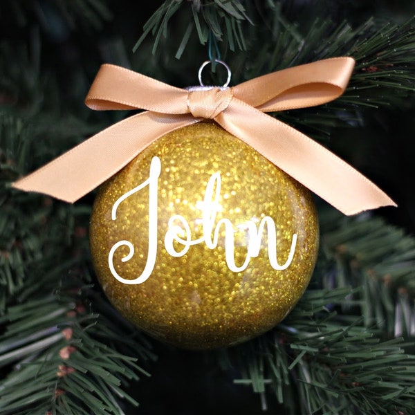 Custom Ornament - Personalized ornament - name ornament - glitter gold ornament