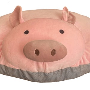 Piggy Poo and Crew Large Overstuffed Pig Pillow 33" x 10" - Soft Plush Material - Machine Washable Removable Cover - Zipper - Inner Lining