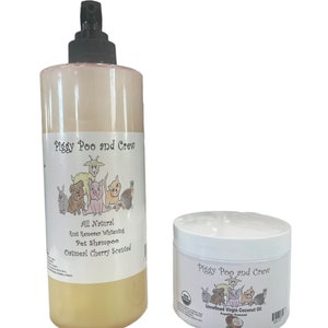 All Natural Oatmeal Cherry Scented Pig Rust Remover Whitening Shampoo 26 ounces and an Organic Unrefined Virgin Coconut Oil - 26 ounces