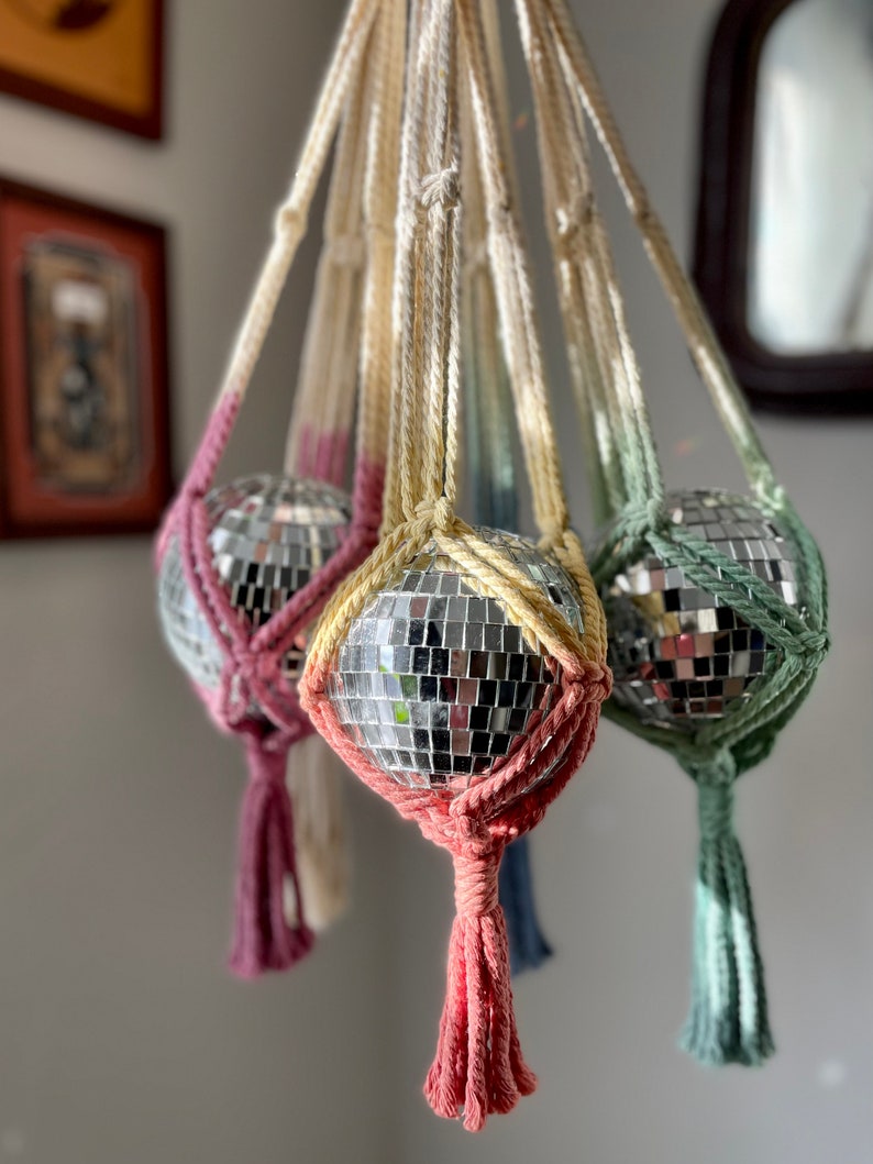Macrame Disco Ball Hanger, Disco Ball Decor, Boho Home Decor, Macrame