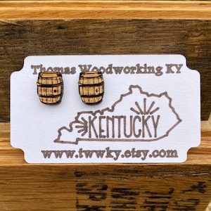 Reclaimed Bourbon Barrel Earrings: Kentucky Oak Wood Studs