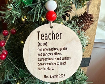 Teacher Ornament- Gifts for Teacher. Personalized Teacher gift. 2023 Christmas Ornament. Holiday gifts.