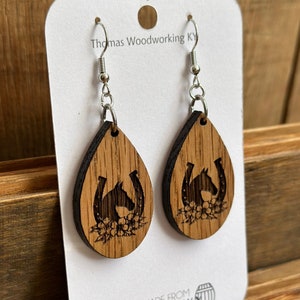 Run for the Roses Kentucky Derby Dangle Earrings Made from Reclaimed Kentucky Bourbon Barrels. Gifts for her. image 6