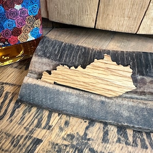 Kentucky Bourbon Barrel Magnet made from reclaimed Kentucky Bourbon Barrel wood. Bourbon gifts. Bourbon trail gifts. Custom gifts.