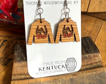 Bourbon Barrel Jockey Silk Earrings: Kentucky Derby Fashion