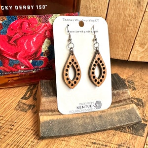 Wood Bourbon Barrel Drop Earrings made from reclaimed Kentucky Bourbon Barrels. Gifts for her. Bourbon Trail gifts. image 7