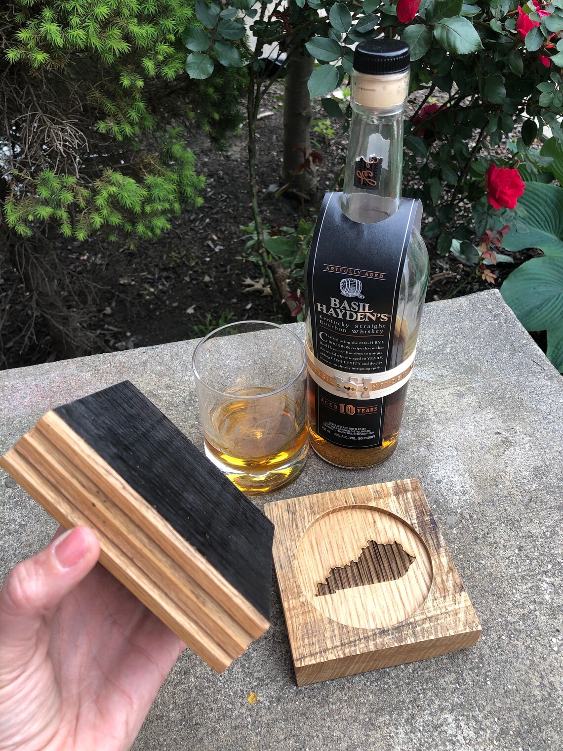 Wood Bourbon Barrel Coasters Etsy