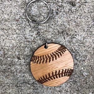 Wood Baseball Keychain- Personalized and Custom Made