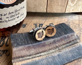 Ohio State Wood Cuff Links made from Reclaimed Kentucky Bourbon Barrels- gifts for dad- gifts for him.