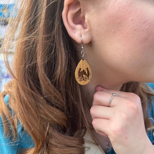 Run for the Roses Kentucky Derby Dangle Earrings Made from Reclaimed Kentucky Bourbon Barrels. Gifts for her. image 3