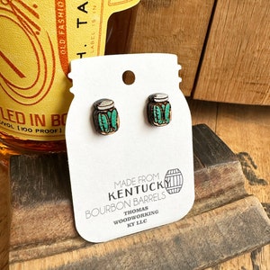 Bourbon Barrel Wood Pickle Jar Stud Earrings