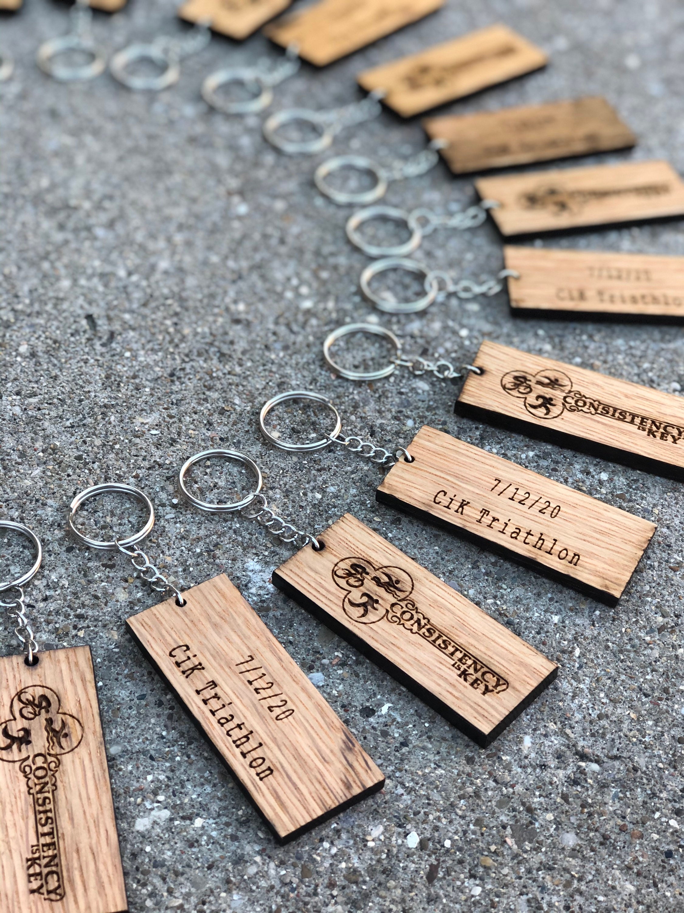 Custom Wood Business Logo Keychains Etsy