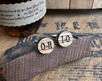 Ohio Wood Cuff Links made from Reclaimed Kentucky Bourbon Barrels- gifts for dad- gifts for him.