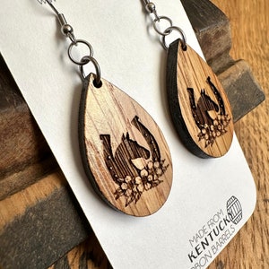 Run for the Roses Kentucky Derby Dangle Earrings Made from Reclaimed Kentucky Bourbon Barrels. Gifts for her. image 8