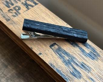 Bourbon Barrel Char Tie Clip - Made from reclaimed Kentucky Bourbon Barrels- custom gifts for him- gifts for dad- fathers day gifts.