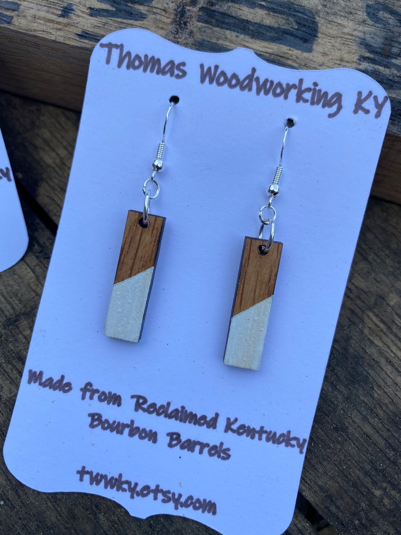 Wood Bluegrass Bourbon Barrel Bar Earrings Hand Painted - Etsy
