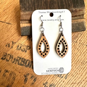 Wood Bourbon Barrel Drop Earrings made from reclaimed Kentucky Bourbon Barrels. Gifts for her. Bourbon Trail gifts. image 9