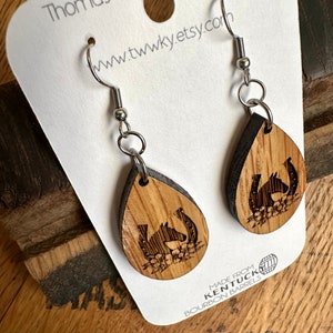 Run for the Roses Kentucky Derby Dangle Earrings Made from Reclaimed Kentucky Bourbon Barrels. Gifts for her. image 10