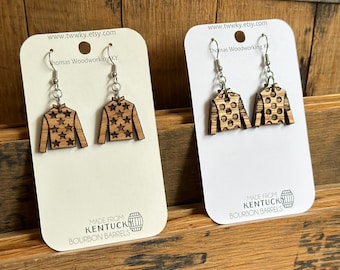 Bourbon Barrel Jockey Silk Earrings: Kentucky Derby Fashion
