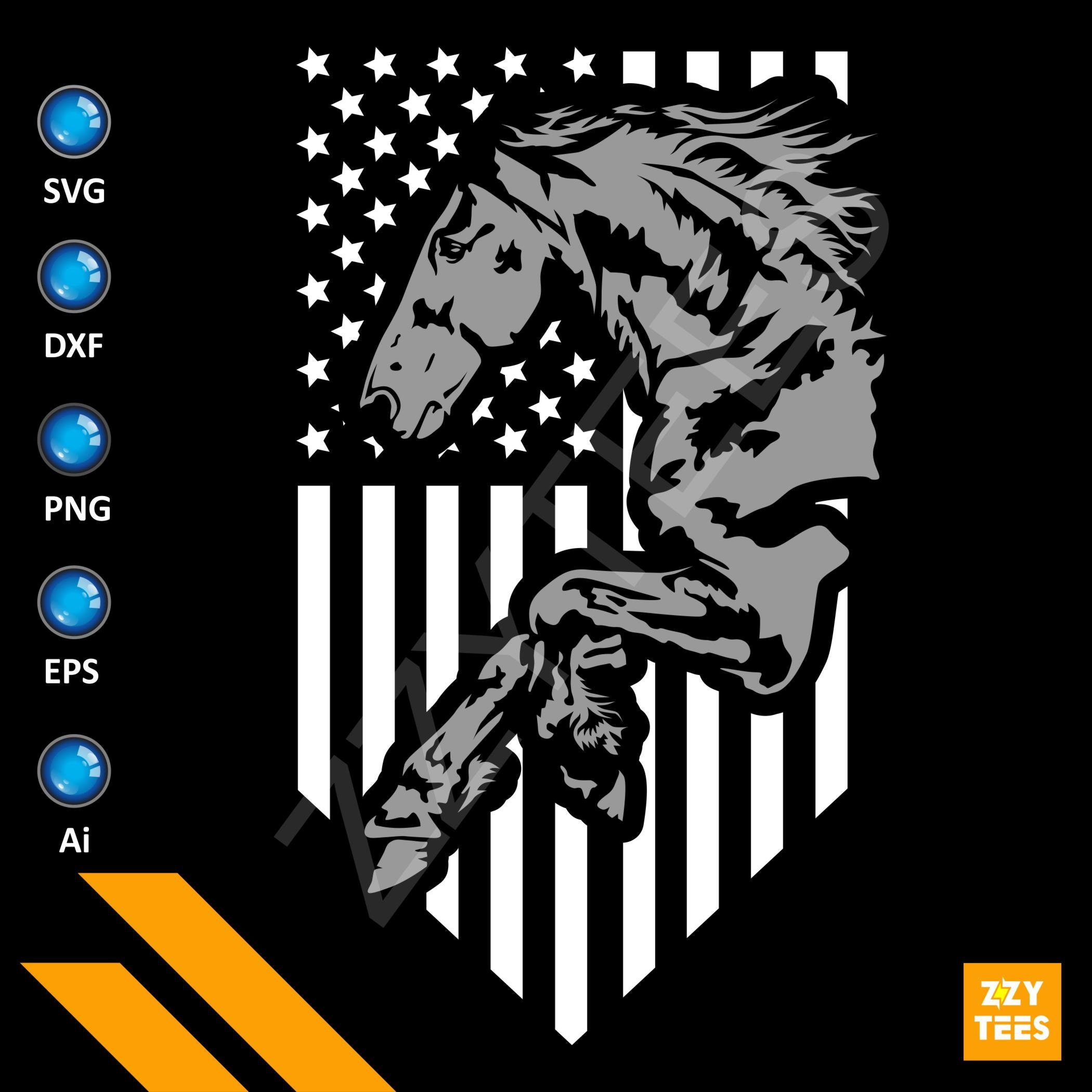 Amazing Horse US Flag Horse Silhouette Wild Horse Svg | Etsy