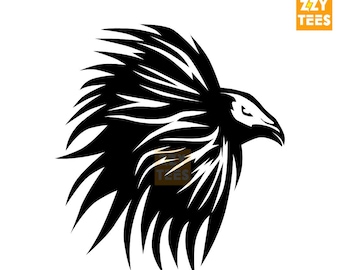 Tribal Rooster Head SVG: Gamefowl Silhouette, Farm Decor (Digital Download)