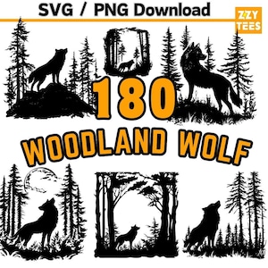 180 Wald Wolf SVG Bundle - Digitale Kunstdrucke & druckbare Designs