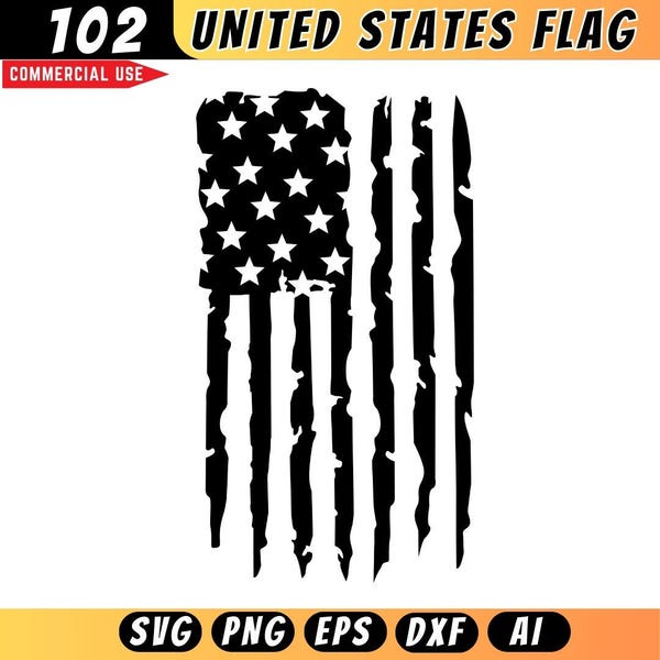Verontruste Amerikaanse vlag SVG, patriottische clipart (digitale download)
